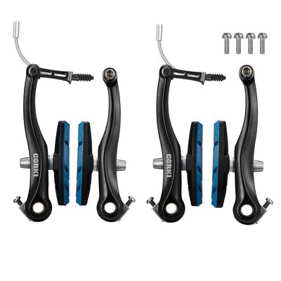 corki Cycles Linear Mountain Bike V-Brake Set Front and Rear 2 Pairs - 70mm Brake Pads (Black & Blue)