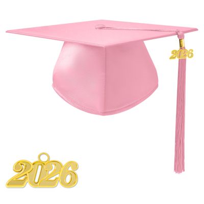 TngHui Preschool and Kindergarten Shiny Pink Graduation Cap with 2026 Tassel Charm