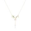 Caiyao Lily of The Valley Rose Flower Leaf Necklace Drop Dangle Earring Bracelet Set for Women Mom Friend Mother Vintage Tassel Chain Necklace Bride Wedding Spring Summer Jewelry Gift-D Style-1 view 1