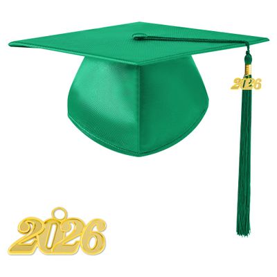 TngHui Preschool and Kindergarten Shiny Emerald Green Graduation Cap with 2026 Tassel Charm