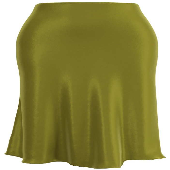 Soowalaoo Womens Light Green Skirt Midi Long Length Silk Satin High Waisted Elastic Casual Solid Color Skirts XS