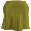 Soowalaoo Womens Light Green Skirt Midi Long Length Silk Satin High Waisted Elastic Casual Solid Color Skirts XS view 1