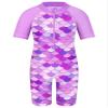 TFJH E Bathing Suits for Girls Swimsuit UV 50+ Short Sleeve Rash Guard Swimwear One Piece Sunsuits Zipper Purple Scale 12A view 1