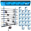 PLUSINNO H5 Horizontal Fishing Rod/Pole Holders for Garage, Wall or Ceiling Mounted Fishing Rod holder, Aviation Aluminum Fishing Pole Holder Holds up to 10 Rod or Combos or Nets Storage Racks view 1