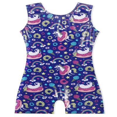 EQSJIU Gymnastics Leotards For Toddler Girls Dark Blue Unicorn Stars Donuts Sparkle Shinny Glitter Leotards For Girls Gymnastics Size 2t 3t 2-3t