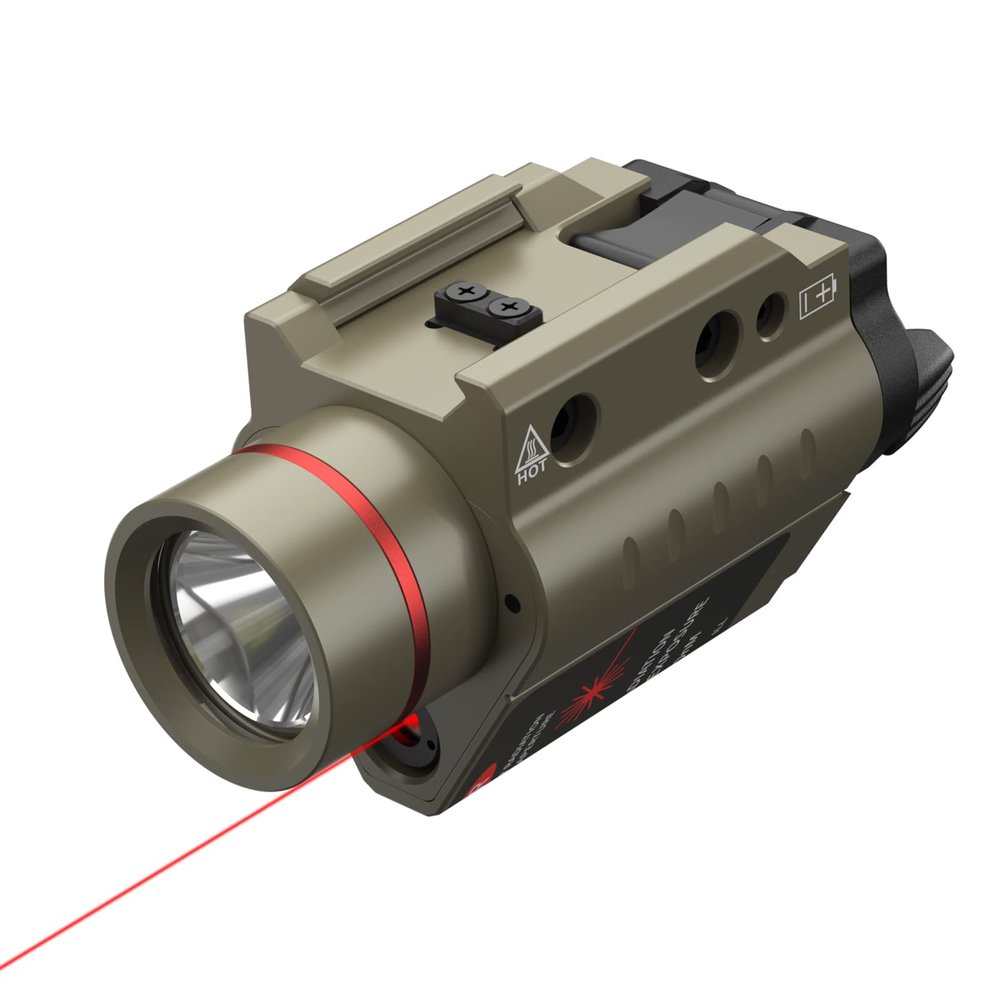 Feyachi Red Laser Flashlight Combo 500 Lumen Tactical Light with Picatinny Rail Mount-Sand