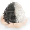 AICKER Half Black Half White Short Curly Wavy Wig With Bangs for Women Anime Cosplay Halloween Christmas Party Wigs (Short with Bang(Black&White)) view 4