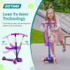 Gotrax KS3 Kids Kick Scooter, LED Lighted Wheels, Adjustable Height Handlebars and Removable Seat, Lean-to-Steer & Widen Anti-Slip Deck, 3 Wheel Scooter for kids Ages 2-8 and up to 100 Lbs (Purple) view 3