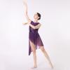 ODASDO Lyrical Dance Costumes for Women Ballet Leotards Asymmetrical Tulle Skirt One-piece Bodysuit Criss Cross V-neck Shiny Sequin U Back Sleeveless Modern Contemporary Dancewear Purple Sequin M view 2