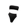 Women's Solid Color Bandeau Swimsuit Sexy Strapless High Waist Padded Bikini Set Summer Beach Bathing Suits (US Size XS Asia S,Black) view 1