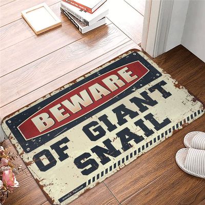 Abipuir Tent Door Mat Beware of Giant Snail Rug Farmhouse Bathroom Mats Bathroom Runner Rug (Size : 65X90CM)