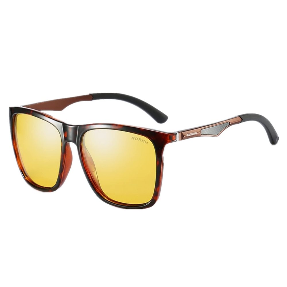 WIRUN Night Driving Glasses for Men, Anti-Glare Polarized UV400 Rainy Safe Night Vision Glasses for Fishing Driving Eyewear (Leopard)