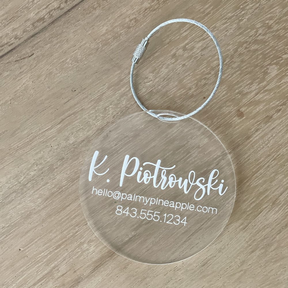 2 Pack Katartizo Luggage Tag Personalized Acrylic Address Tag Information Tag Acrylic Bag Tag Suitcase Bag Tag Travel Bag Tag (Circle)