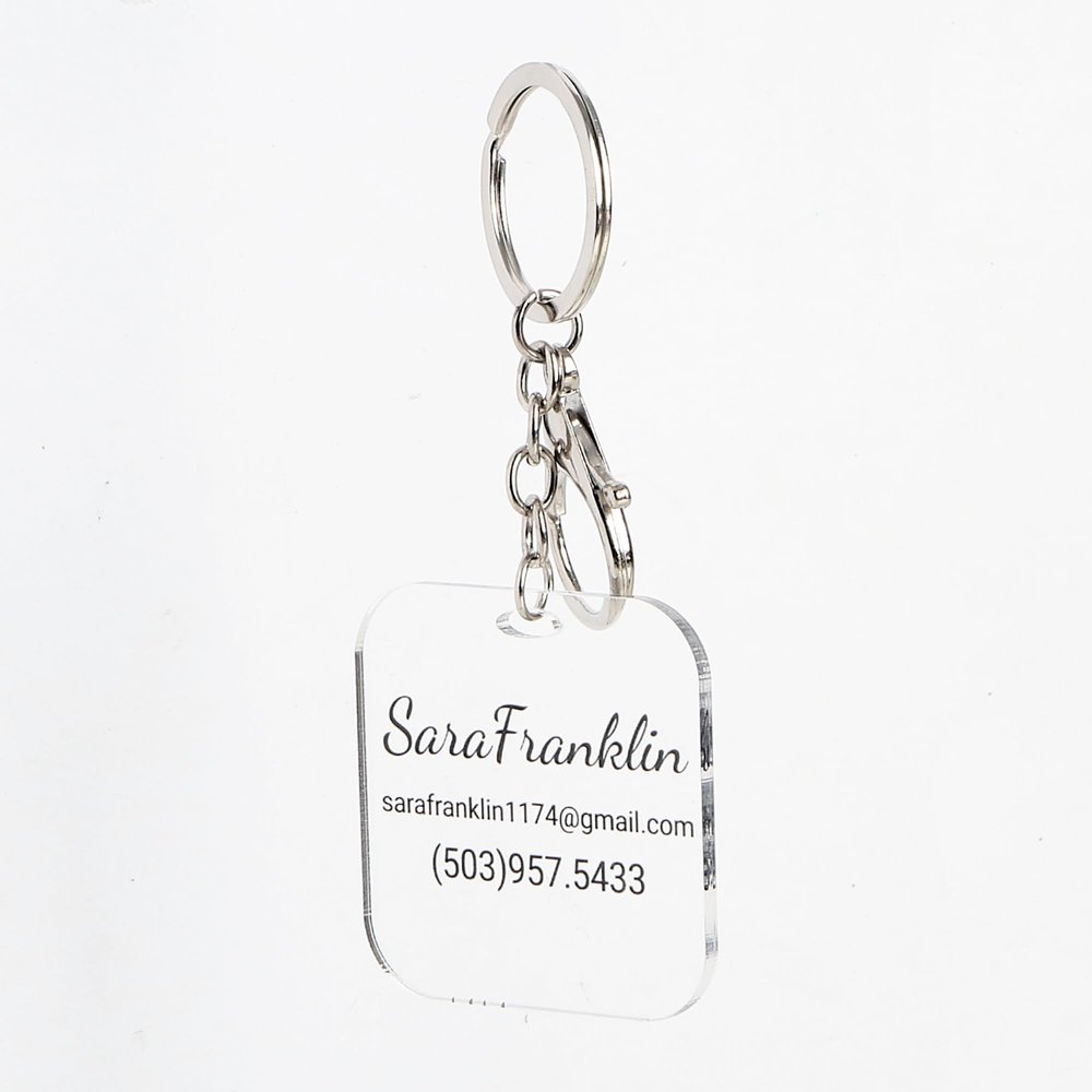 2 Pack Katartizo Luggage Tag Personalized Acrylic Address Tag Information Tag Acrylic Bag Tag Suitcase Bag Tag Travel Bag Tag (Square)