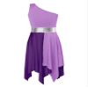 Linjinx Kids Girls Sleeveless Praise Lyrical Dance Dress Metallic Color Block Liturgical Worship Costume Tunic Dancewear Lavender 10 Years view 4