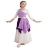 Jhaoyu Kids Girls Color Block Liturgical Praise Dance Dress Sleeveless One Shoulder Worship Lyrical Costume Church Robe Lavender 14 Years view 1
