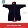 Akida Changing Robe/Swim Parka with Pocket Hooded, Waterproof Surf Poncho Warm Oversized Coat,Quick Dry Wetsuit Changing Towel, Windproof Jacket for Beach,Surfing, Swimming,Water Sports(Black-Red,XL) view 2