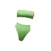 JEsilunmaMY Women's Solid Color Bandeau Swimsuit Sexy Strapless High Waist Padded Bikini Set Summer Beach Bathing Suits (US Size L Asia XL,Green) view 1