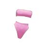 JEsilunmaMY Women's Solid Color Bandeau Swimsuit Sexy Strapless High Waist Padded Bikini Set Summer Beach Bathing Suits (US Size S Asia M,Pink)