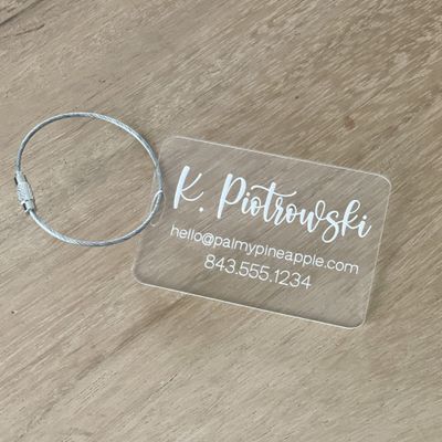 2 Pack Katartizo Luggage Tag Personalized Acrylic Address Tag Information Tag Acrylic Bag Tag Suitcase Bag Tag Travel Bag Tag (Rectangular)