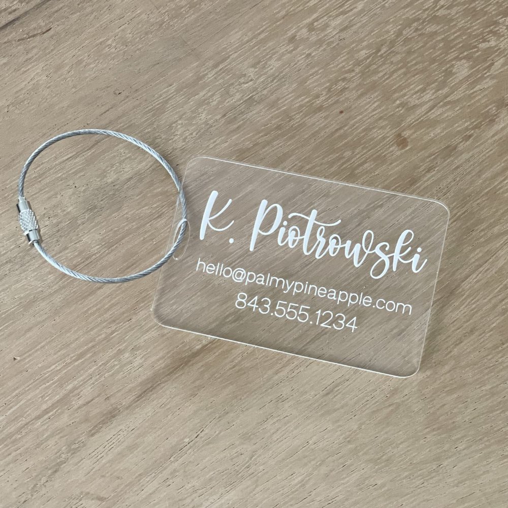 2 Pack Katartizo Luggage Tag Personalized Acrylic Address Tag Information Tag Acrylic Bag Tag Suitcase Bag Tag Travel Bag Tag (Rectangular)