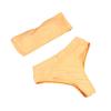JEsilunmaMY Women's Solid Color Bandeau Swimsuit Sexy Strapless High Waist Padded Bikini Set Summer Beach Bathing Suits (US Size M Asia L,Yellow) view 1