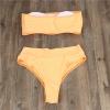 JEsilunmaMY Women's Solid Color Bandeau Swimsuit Sexy Strapless High Waist Padded Bikini Set Summer Beach Bathing Suits (US Size M Asia L,Yellow) view 3