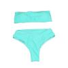 JEsilunmaMY Women's Solid Color Bandeau Swimsuit Sexy Strapless High Waist Padded Bikini Set Summer Beach Bathing Suits (US Size S Asia M,Light Blue)
