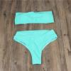 JEsilunmaMY Women's Solid Color Bandeau Swimsuit Sexy Strapless High Waist Padded Bikini Set Summer Beach Bathing Suits (US Size S Asia M,Light Blue) view 3