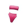 JEsilunmaMY Women's Solid Color Bandeau Swimsuit Sexy Strapless High Waist Padded Bikini Set Summer Beach Bathing Suits (US Size S Asia M,Red2) view 1