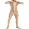 FEESHOW Mens Zentai Lingerie Glossy Bodysuit Long Sleeves Bodystocking Full Length Leotard Jumpsuit Coffee Medium view 1