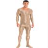 FEESHOW Mens Zentai Lingerie Glossy Bodysuit Long Sleeves Bodystocking Full Length Leotard Jumpsuit Coffee Medium view 2