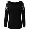 XUETON Womens Long Sleeve Sexy Cold Shoulder Tops Hollow Out Shining Rhinestone Casual T Shirts Blouses Tunic Tops(Black,3X-Large) view 3