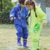 Baby Dinosaur Raincoat Overall Rain Suit Cute Jumpsuit Conjoined Rain Jacket Camo Waterproof PU Coated (Blue, 5-7 Years) view 3