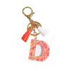 COLORFUL BLING Alphabet Keychain Pink Donut Candy Tassel Initial Letter Key Chain Charm Pendant Purse Handbags Women -D view 1