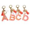 COLORFUL BLING Alphabet Keychain Pink Donut Candy Tassel Initial Letter Key Chain Charm Pendant Purse Handbags Women -D view 2