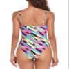 Colloyes Women's Colorful Striped One Piece Bathing Suit with Adjustable Straps Bandeau One Piece Swimsuit Size X-Large view 4