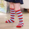 American Trends Kids Knee High Socks Athletic Soccer Socks Baseball Socks Toddler Girls 1 Pack Blue Red Stripes 3-6 Years view 4