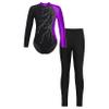 JanJean Girls 2Pcs Gymnastics Dance Outfits Kids Glitter Ballet Leotard with Athletic Legging Pants Set Tumbling Dancing Purple&Black 8 Years view 3