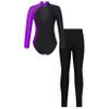JanJean Girls 2Pcs Gymnastics Dance Outfits Kids Glitter Ballet Leotard with Athletic Legging Pants Set Tumbling Dancing Purple&Black 8 Years view 4