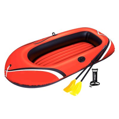 Rubber Kayak Heavy Portable Inflatable Duty Boat Raft for Adults with Aluminum Oars Foldable Dinghy Float for Fishing Hunting Or Playing on Lakes Rivers and Rapids Red