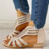 Womens Sandals, Women's Rhinestones Vintage Roman Sandals, Wedge Hollowed Out Sandals Open Toe Beach Casual Sandals Back Zipper view 2