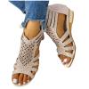 Womens Sandals, Women's Rhinestones Vintage Roman Sandals, Wedge Hollowed Out Sandals Open Toe Beach Casual Sandals Back Zipper view 4