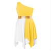 JEATHA Kids Girls Sleeveless Asymmetrical Color Block Tank Dress Lyrical Modern Contemporary Dance Costume Yellow F 6 Years view 3