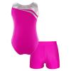 Linjinx Kids Girls Rhinestone Floral Gymnastics Dance 2 Piece Outfits Sleeveless Leotards with Athletic Shorts Sets Tracksuit Rose C 10 Years view 2