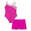 Linjinx Kids Girls Rhinestone Floral Gymnastics Dance 2 Piece Outfits Sleeveless Leotards with Athletic Shorts Sets Tracksuit Rose C 10 Years view 4