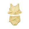 Ikevan Kids Girls Baby Summer Swimwear Bikini Ruffles Striped Swimwear Two Piece Summer Outfits Printed (Yellow, 6-9 Months) view 1