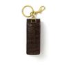 Cockatoo Snap-On Lipstick Holder Keychain, Genuine Leather Lipstick Case with Keychain, Chapstick Holder Keyring (Dark Coffee) view 2
