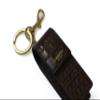 Cockatoo Snap-On Lipstick Holder Keychain, Genuine Leather Lipstick Case with Keychain, Chapstick Holder Keyring (Dark Coffee) view 3