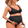 Charmo V Neck Maternity Swimsuits Two Piece Ruched Maternity Bathing Suits Pregnancy Bikini Swimwear XL Black